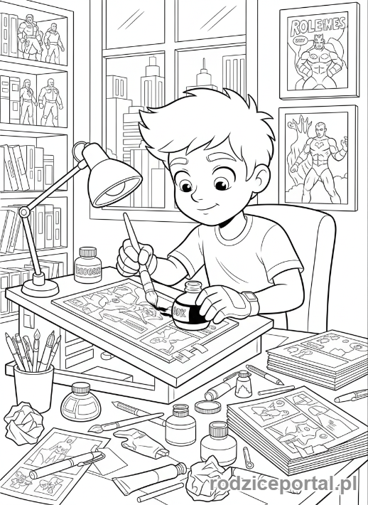 Kolorowanka Komiks - Artysta komiksowy