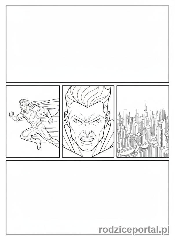 Kolorowanka Komiks - Siatka paneli komiksowych