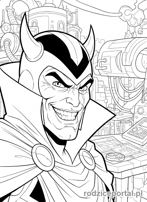 Kolorowanka Komiks - Złoczyńca w kryjówce