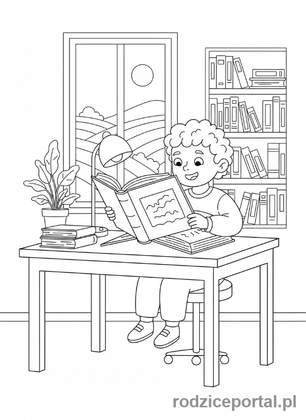 Kolorowanka Koncentracja - Dziecko czytajace