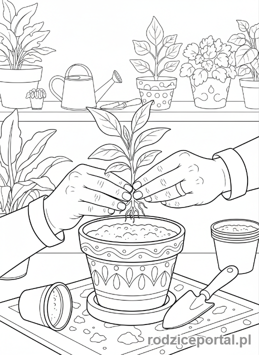 Kolorowanka Koncentracja - Ogrodnik pielegnuje