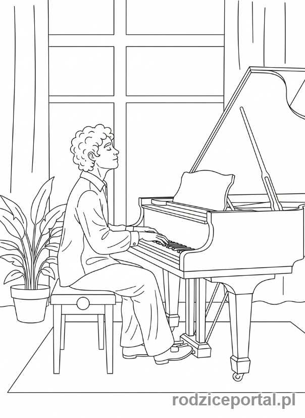 Kolorowanka Koncentracja - Pianista gra