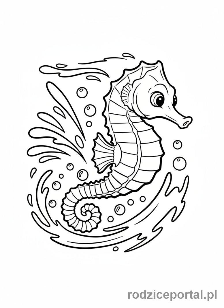 Kolorowanka Konik Morski - Konik morski w ruchu