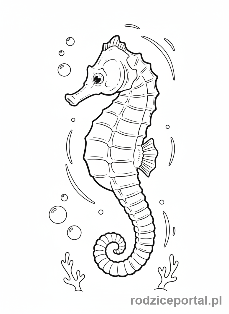 Kolorowanka Konik Morski - Konik morski z perspektywy