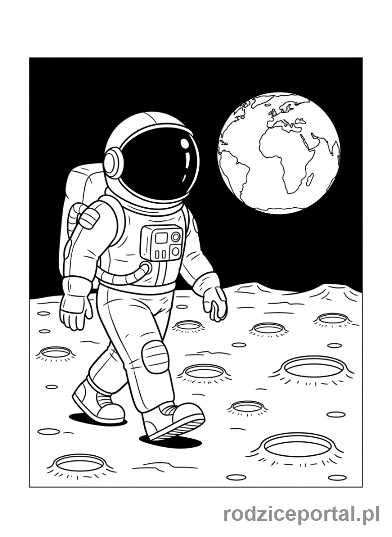 Kolorowanka Kosmos - Astronauta na Księżycu