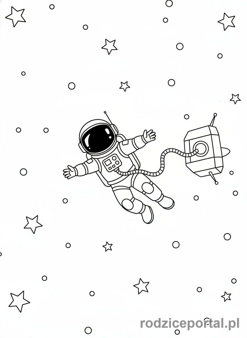 Kolorowanka Kosmos - Astronauta w kosmosie