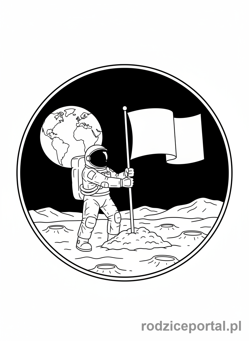 Kolorowanka Kosmos Edukacyjne - Astronauta na Księżycu