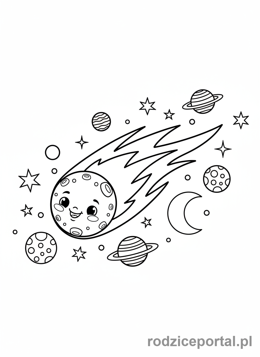 Kolorowanka Kosmos Edukacyjne - Kometa ze smugą
