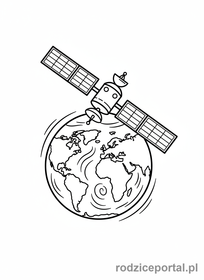 Kolorowanka Kosmos Edukacyjne - Satelita na orbicie