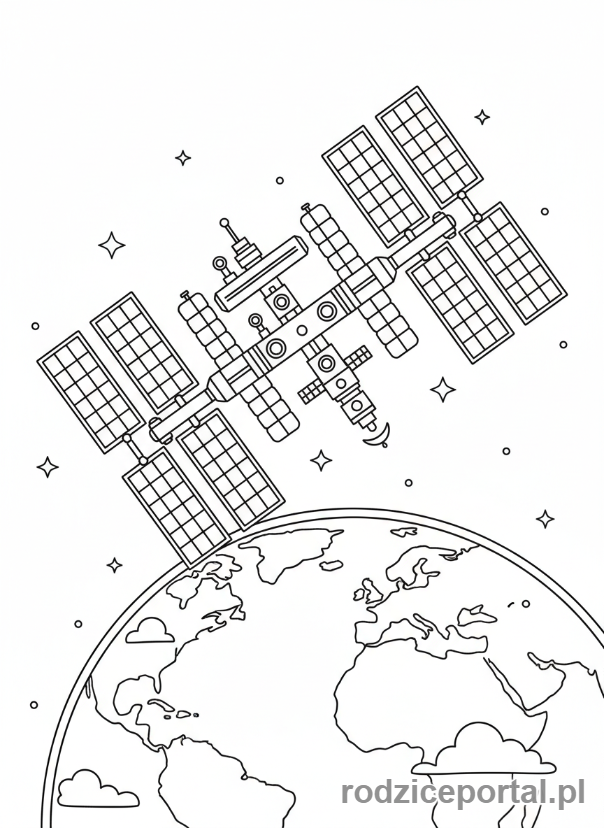 Kolorowanka Kosmos Edukacyjne - Stacja kosmiczna