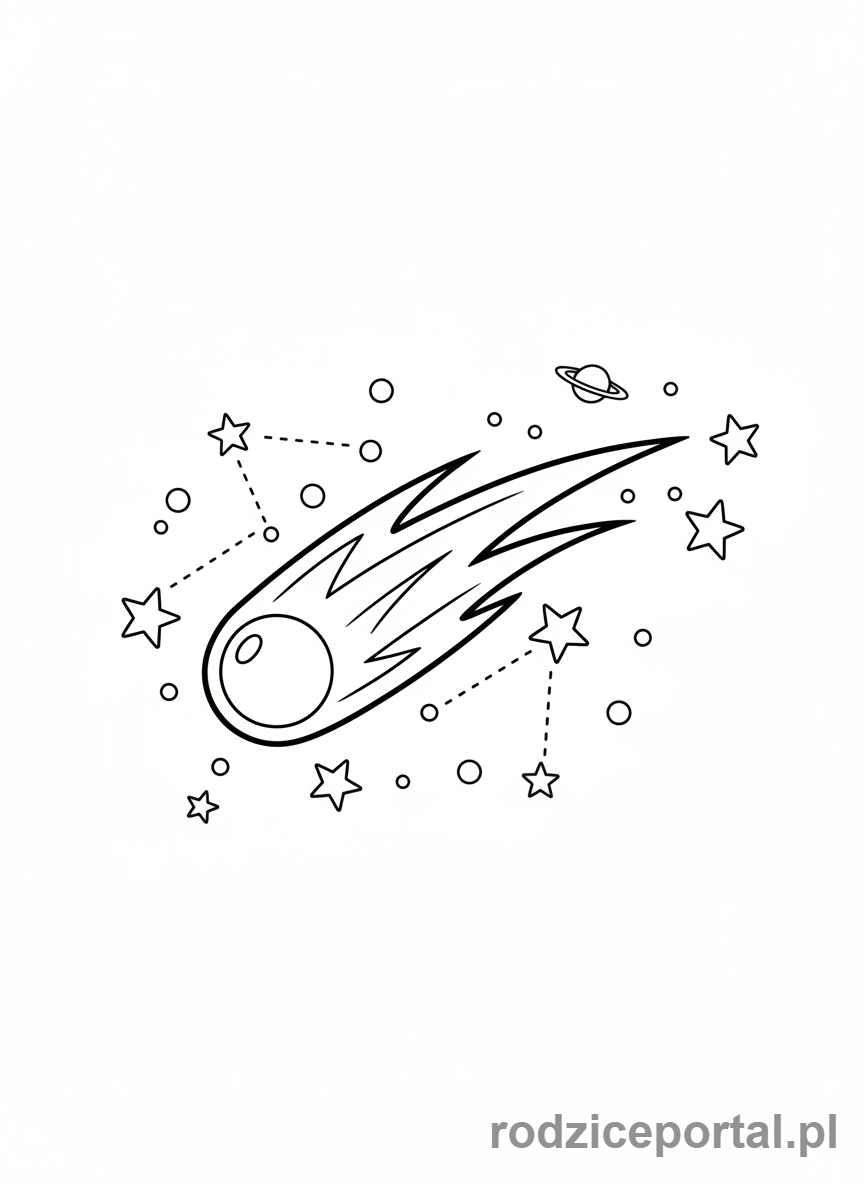 Kolorowanka Kosmos - Kometa na niebie