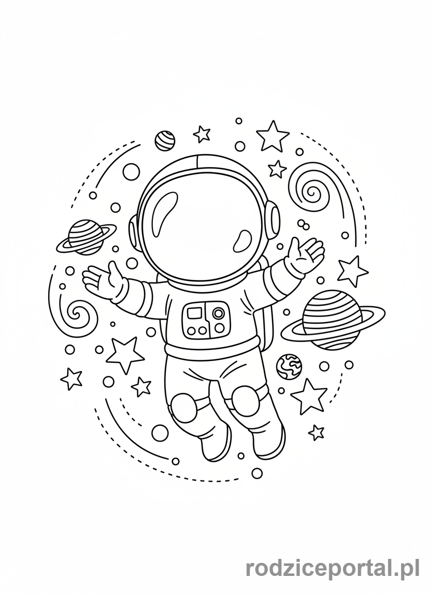 Kolorowanka Kosmos - Kosmita grający planetami