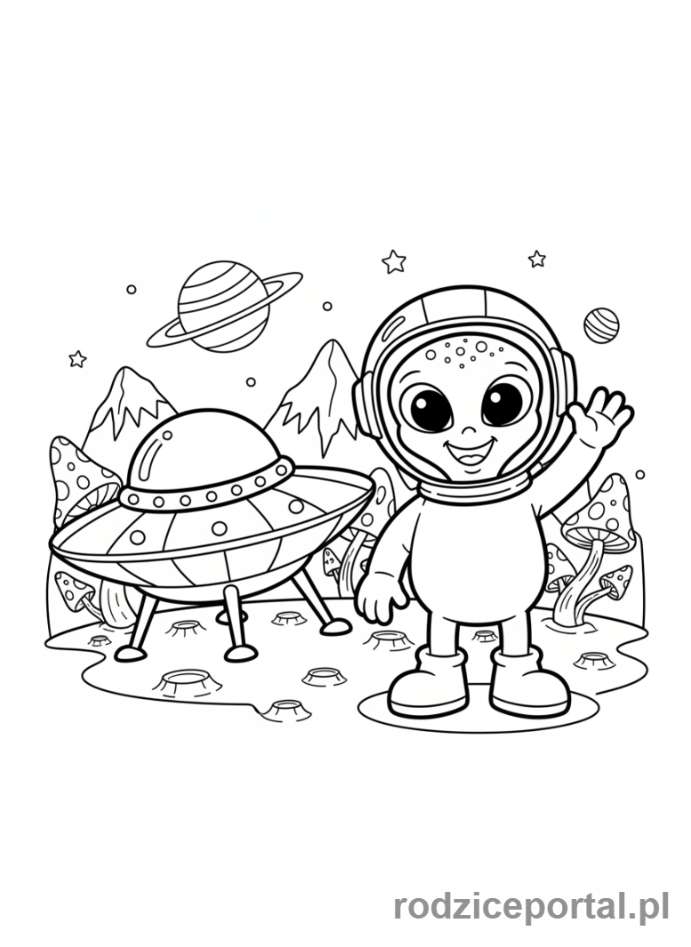 Kolorowanka Kosmos - Przyjazny kosmita