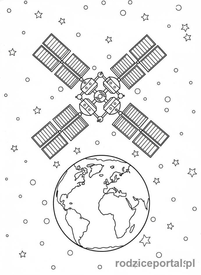 Kolorowanka Kosmos - Stacja kosmiczna na orbicie