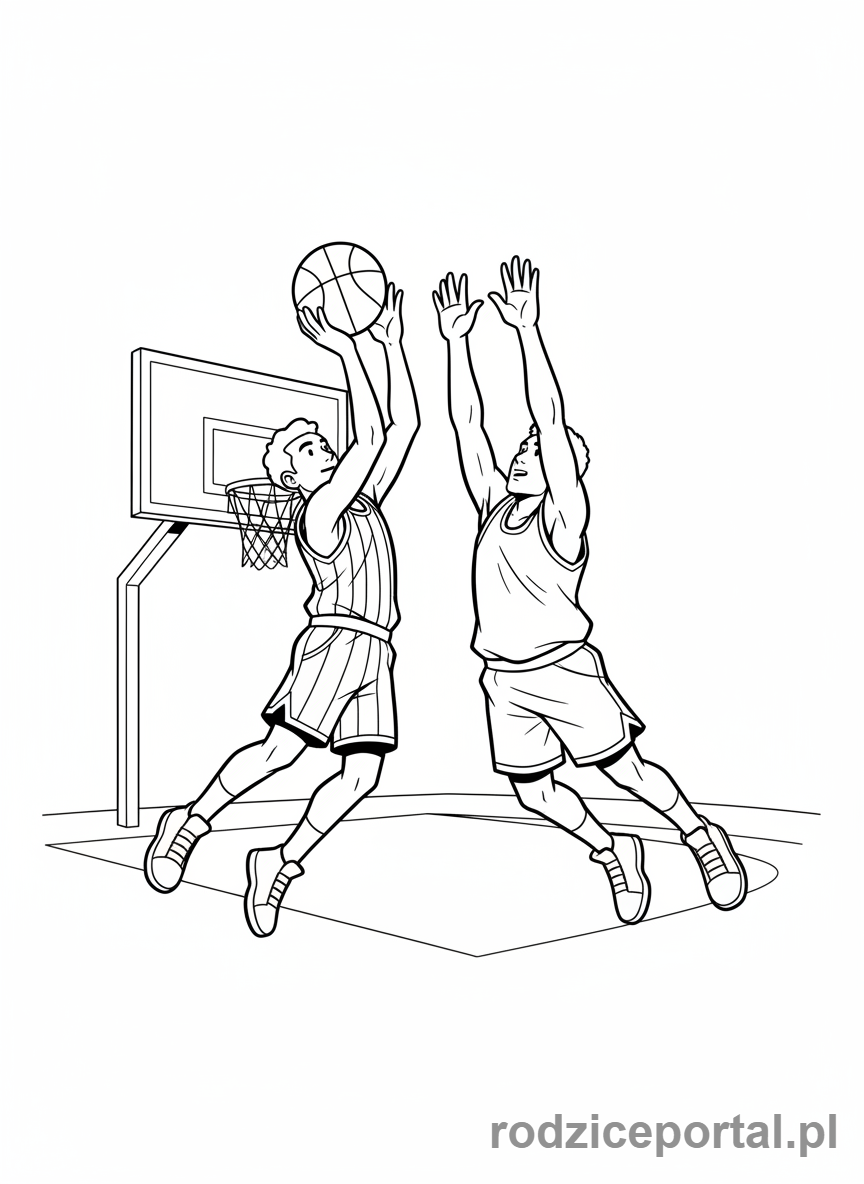 Kolorowanka Koszykówka - Blokada rzutu