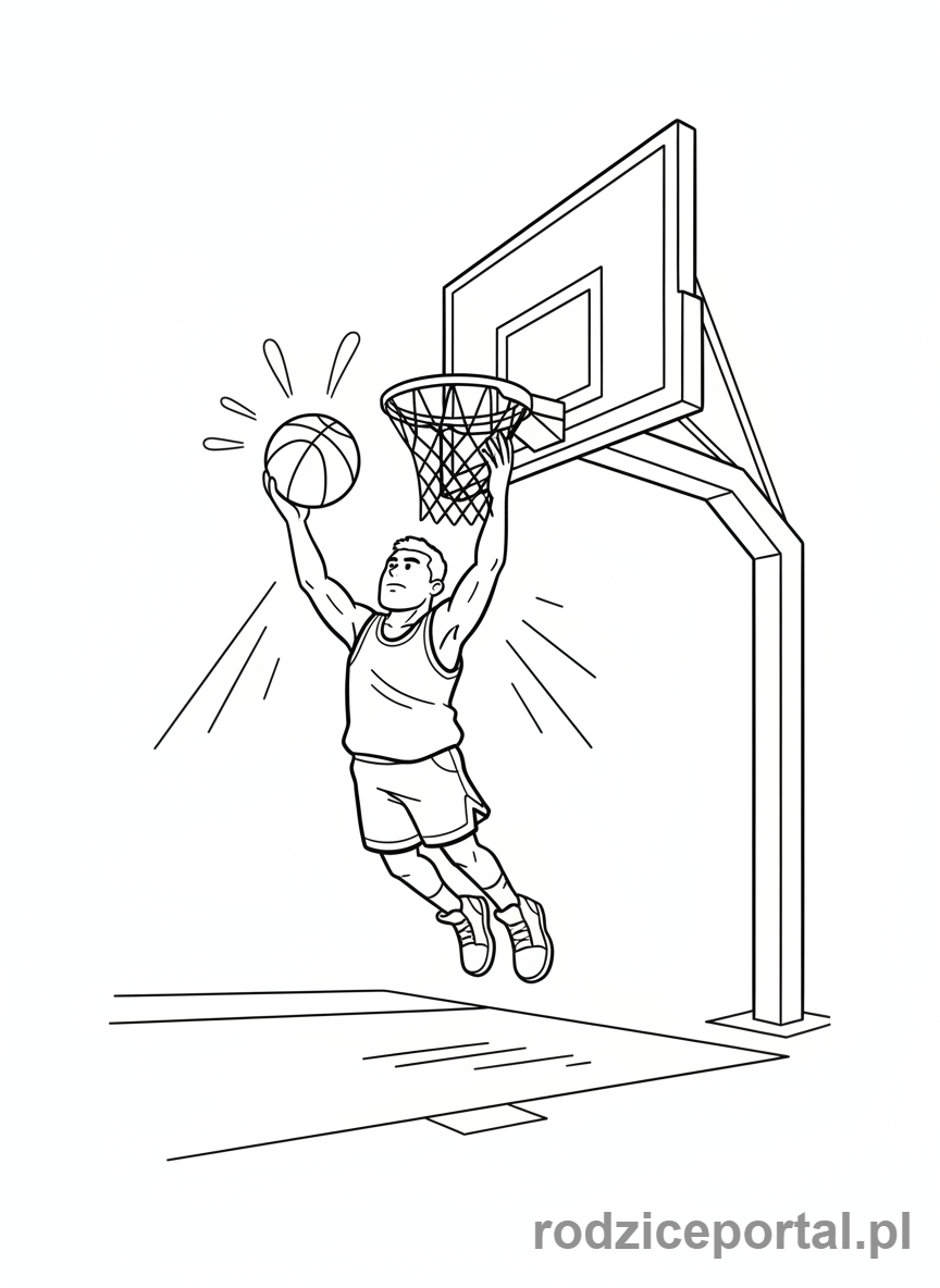 Kolorowanka Koszykówka - Gracz dunkujący