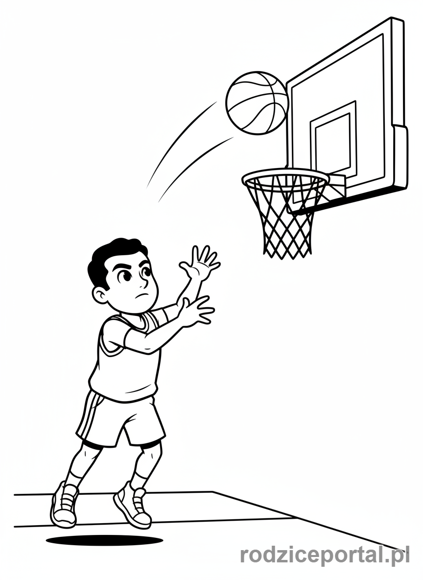Kolorowanka Koszykówka - Strzał z rzutu wolnego
