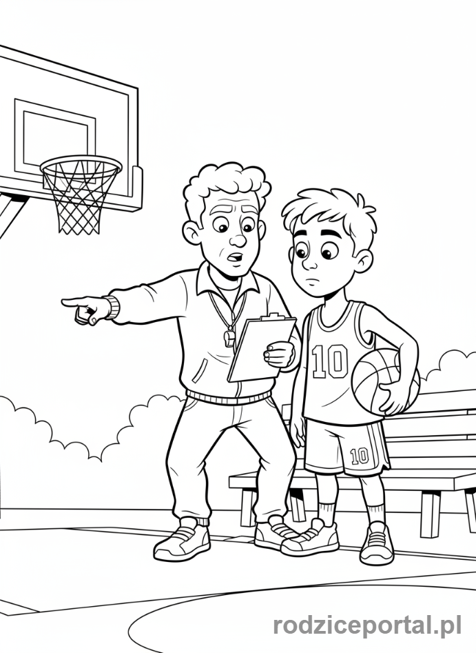 Kolorowanka Koszykówka - Trener i zawodnik