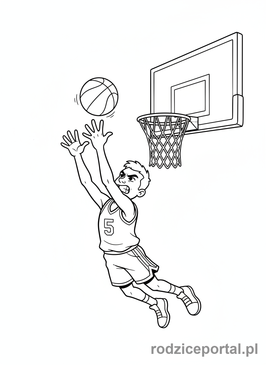 Kolorowanka Koszykówka - Zbiórka piłki