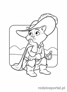 Kolorowanka Kot W Butach - Kot w Butach myśli