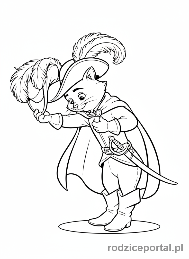 Kolorowanka Kot W Butach - Kot w Butach ukłon