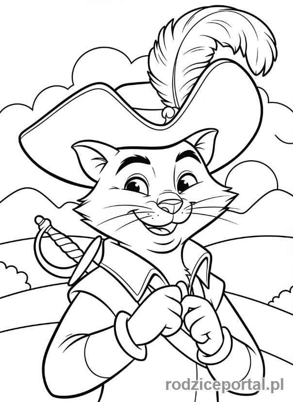 Kolorowanka Kot W Butach - Kot w Butach uśmiech