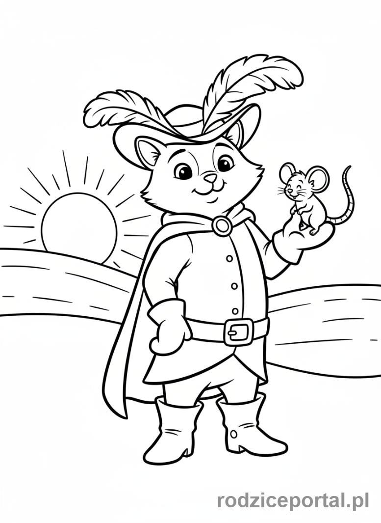 Kolorowanka Kot W Butach - Kot w Butach z myszką