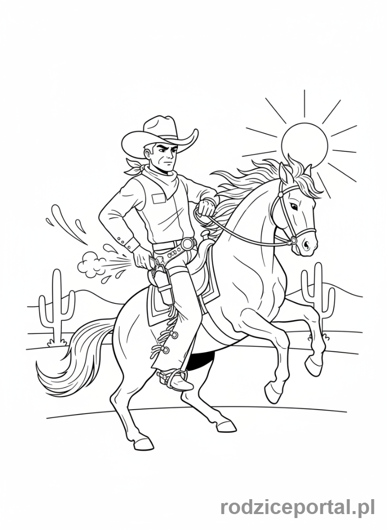 Kolorowanka Kowboje - Kowboj dobywa broni