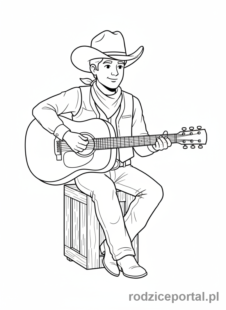 Kolorowanka Kowboje - Kowboj z gitarą