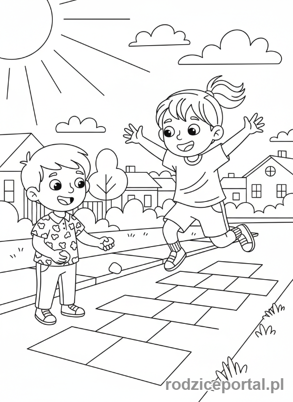 Kolorowanka Kreatywne Bez Ekranu - Dzieci graja w klasy