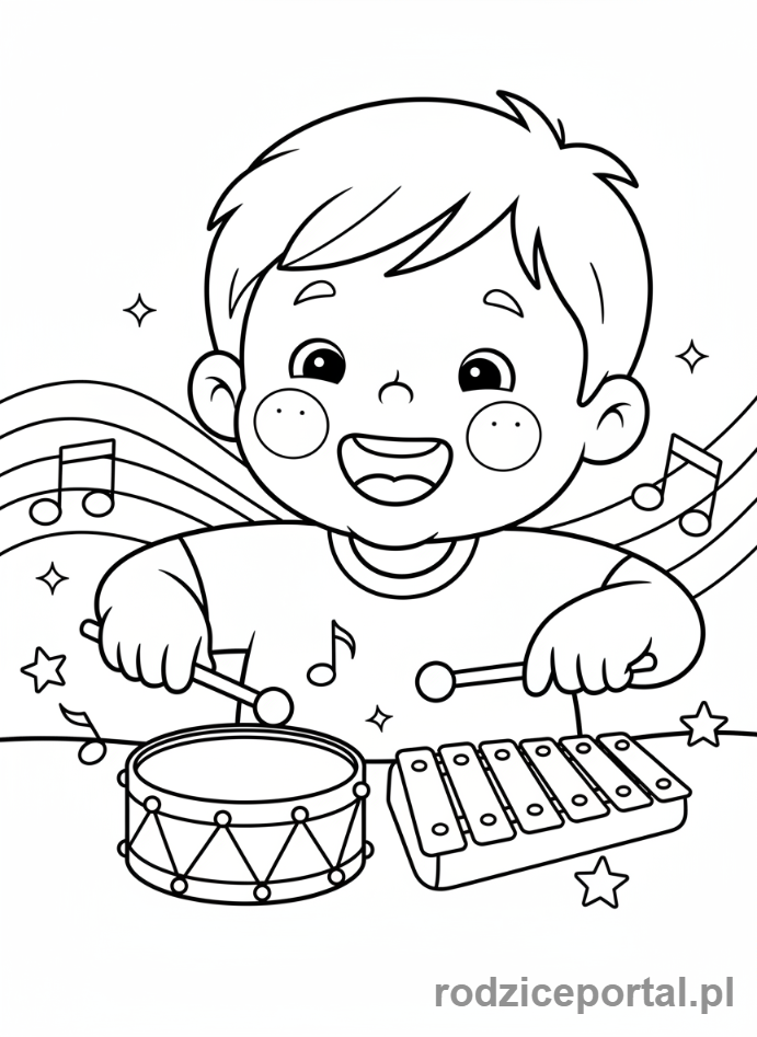 Kolorowanka Kreatywne Bez Ekranu - Dziecko gra na instrumencie