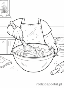Kolorowanka Kreatywne Bez Ekranu - Dziecko piecze ciasto