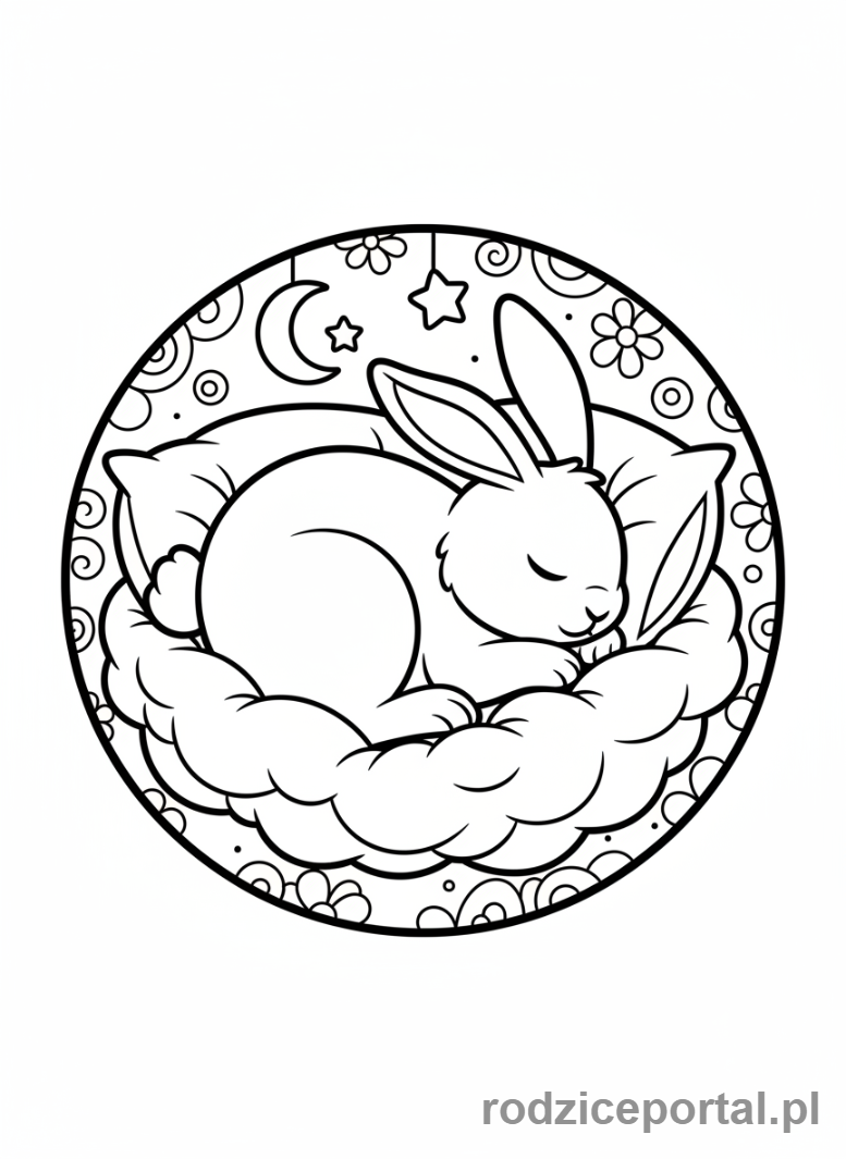 Kolorowanka Królik - Królik śpiący