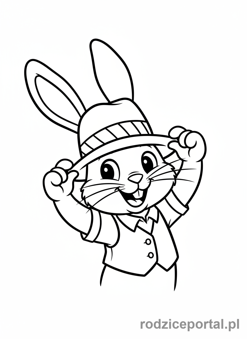 Kolorowanka Królik - Królik w kapeluszu