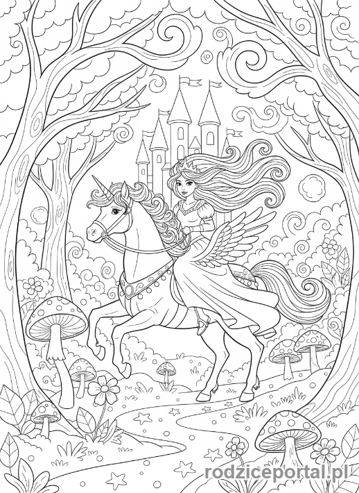 Kolorowanka Księżniczka - Księżniczka na koniu