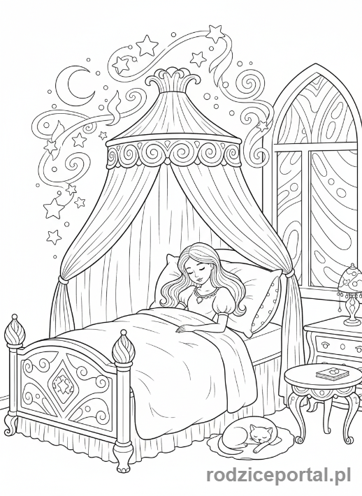 Kolorowanka Księżniczka - Księżniczka śpi