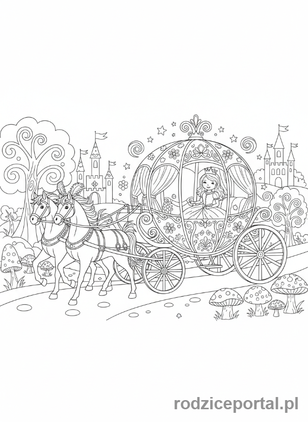 Kolorowanka Księżniczka - Księżniczka w karecie