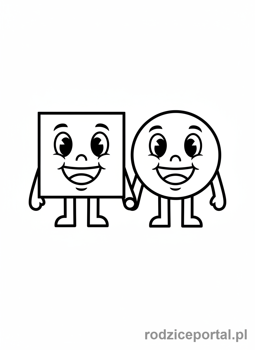 Kolorowanka Kształty Geometryczne - Kwadrat i koło postacie