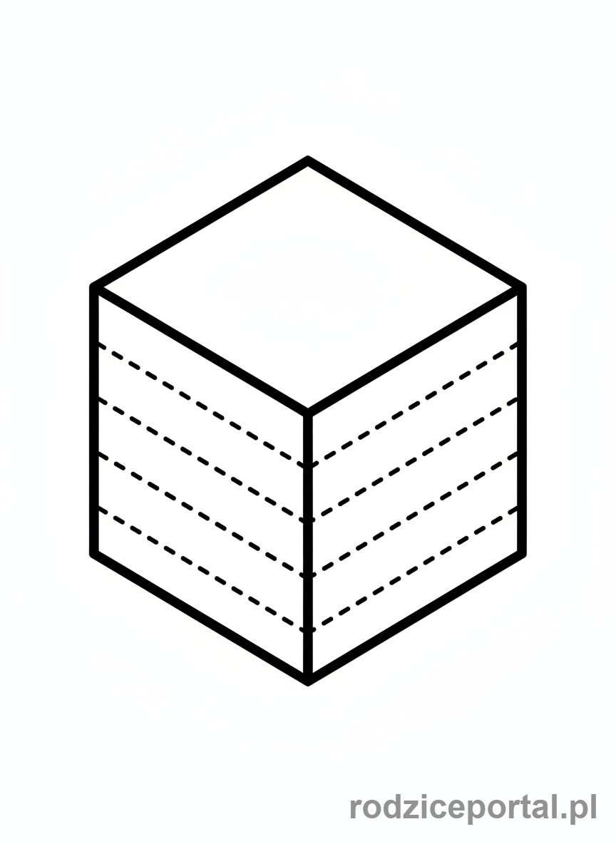 Kolorowanka Kształty Geometryczne - Sześcian 3D