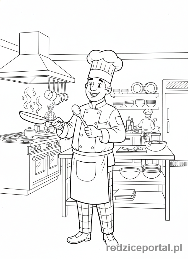 Kolorowanka Kucharz - Kucharz gotujący