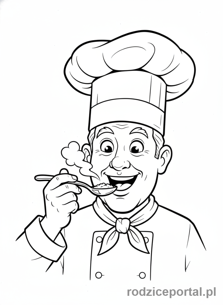 Kolorowanka Kucharz - Kucharz próbujący jedzenie