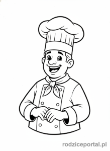 Kolorowanka Kucharz - Kucharz z wysoką czapką
