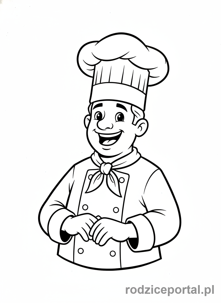 Kolorowanka Kucharz - Kucharz z wysoką czapką