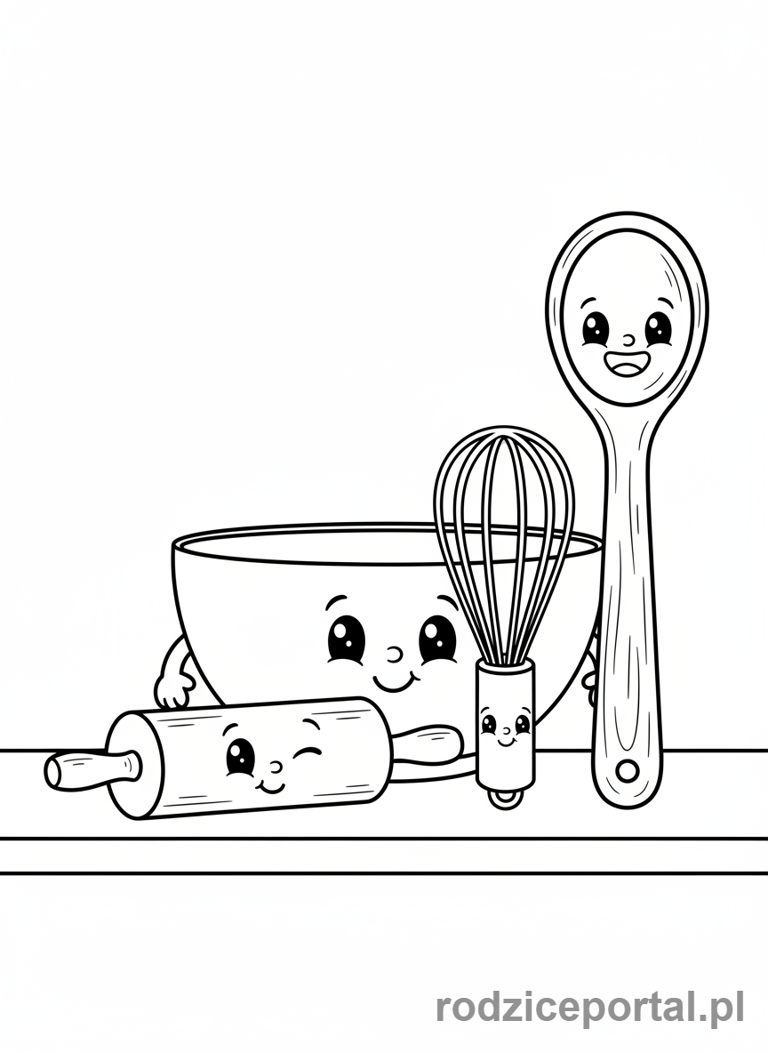 Kolorowanka Kuchnia Dla Dzieci - Akcesoria kuchenne