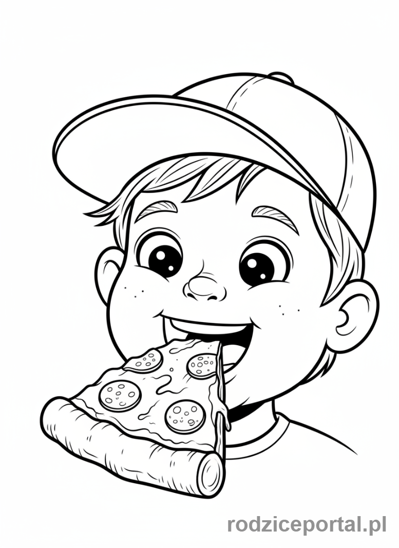 Kolorowanka Kuchnia Dla Dzieci - Dziecko je pizzę
