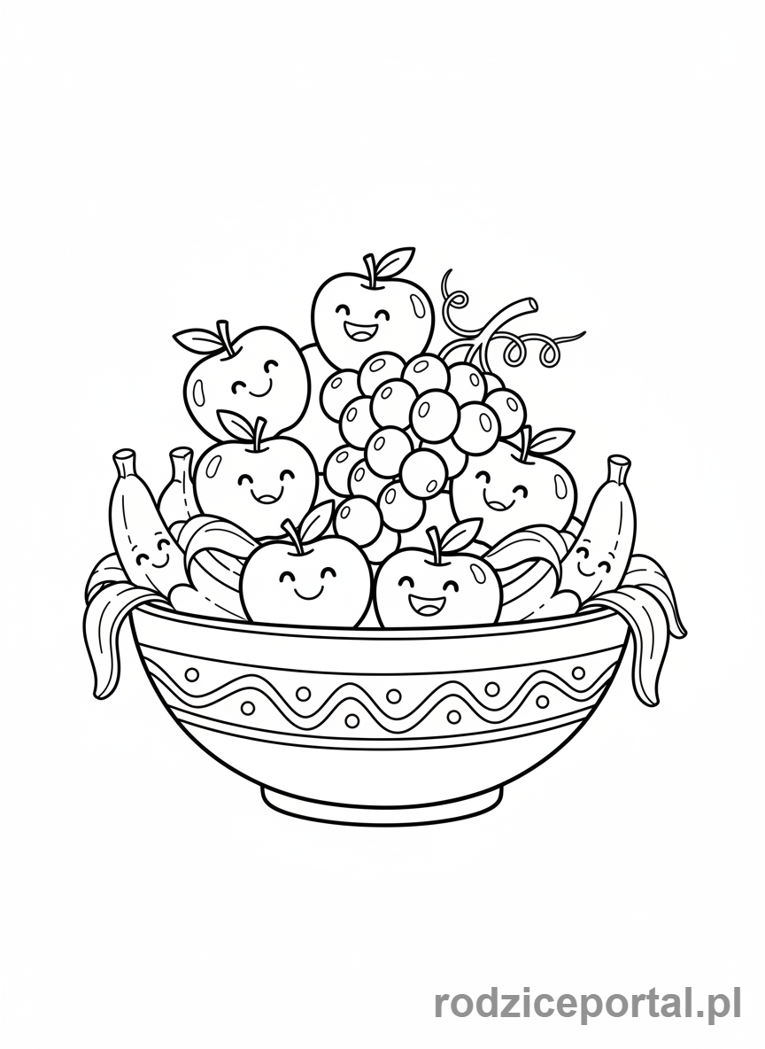 Kolorowanka Kuchnia Dla Dzieci - Miska owoców