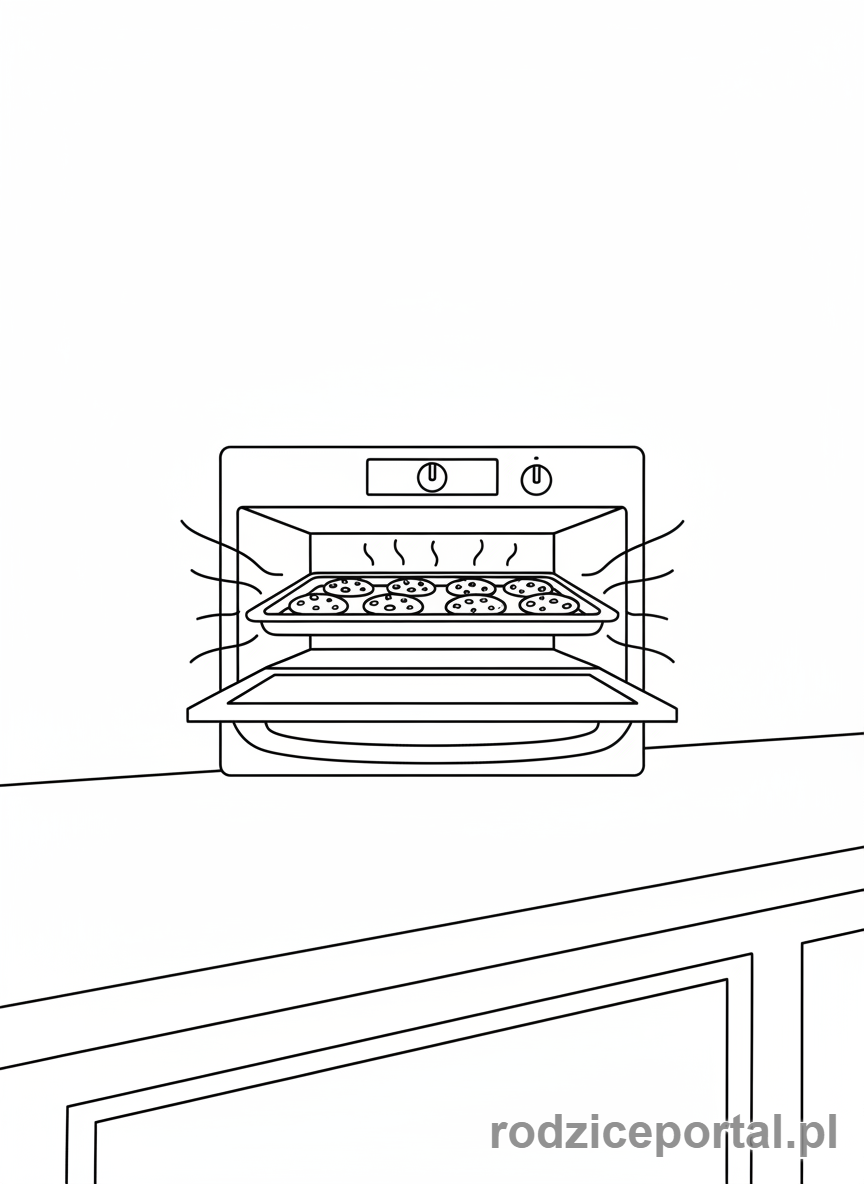 Kolorowanka Kuchnia Dla Dzieci - Piekarnik i ciasto