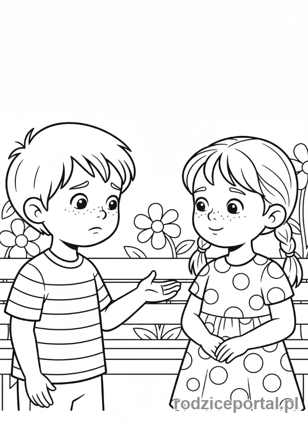 Kolorowanka Kultura Osobista - Dziecko przeprasza