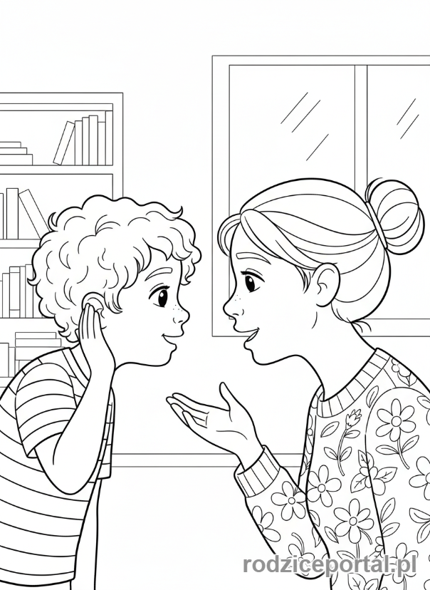 Kolorowanka Kultura Osobista - Dziecko slucha uwaznie