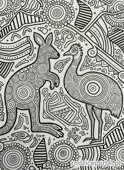 Kolorowanka Kultura Świata - Aborygeńska sztuka kropkowa